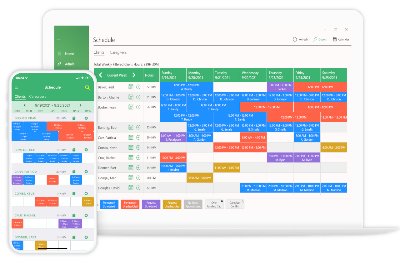 HZCare Scheduling Desktop Mobile